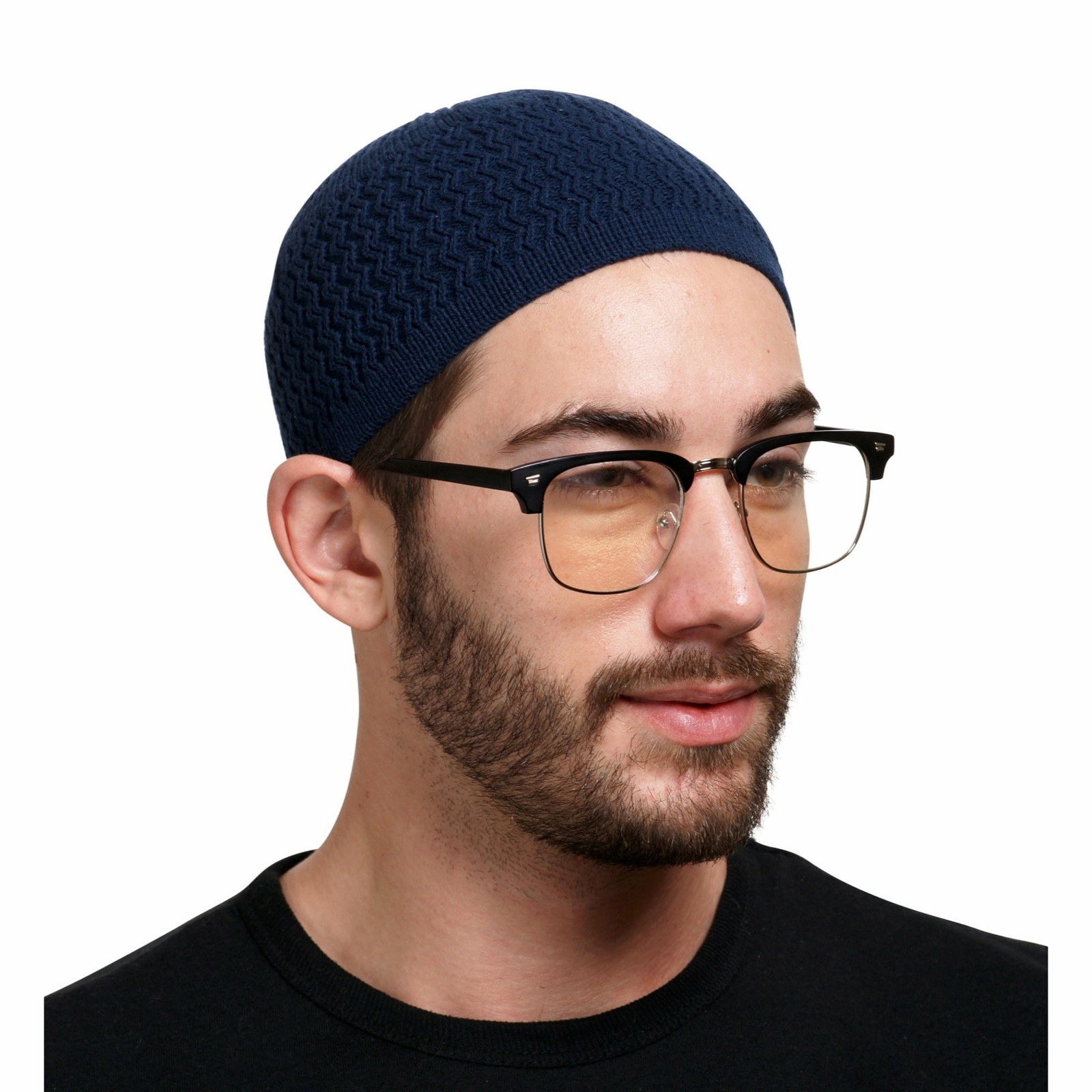 Stretchy Zigzag Knit Cotton Kufi Beanie Hat