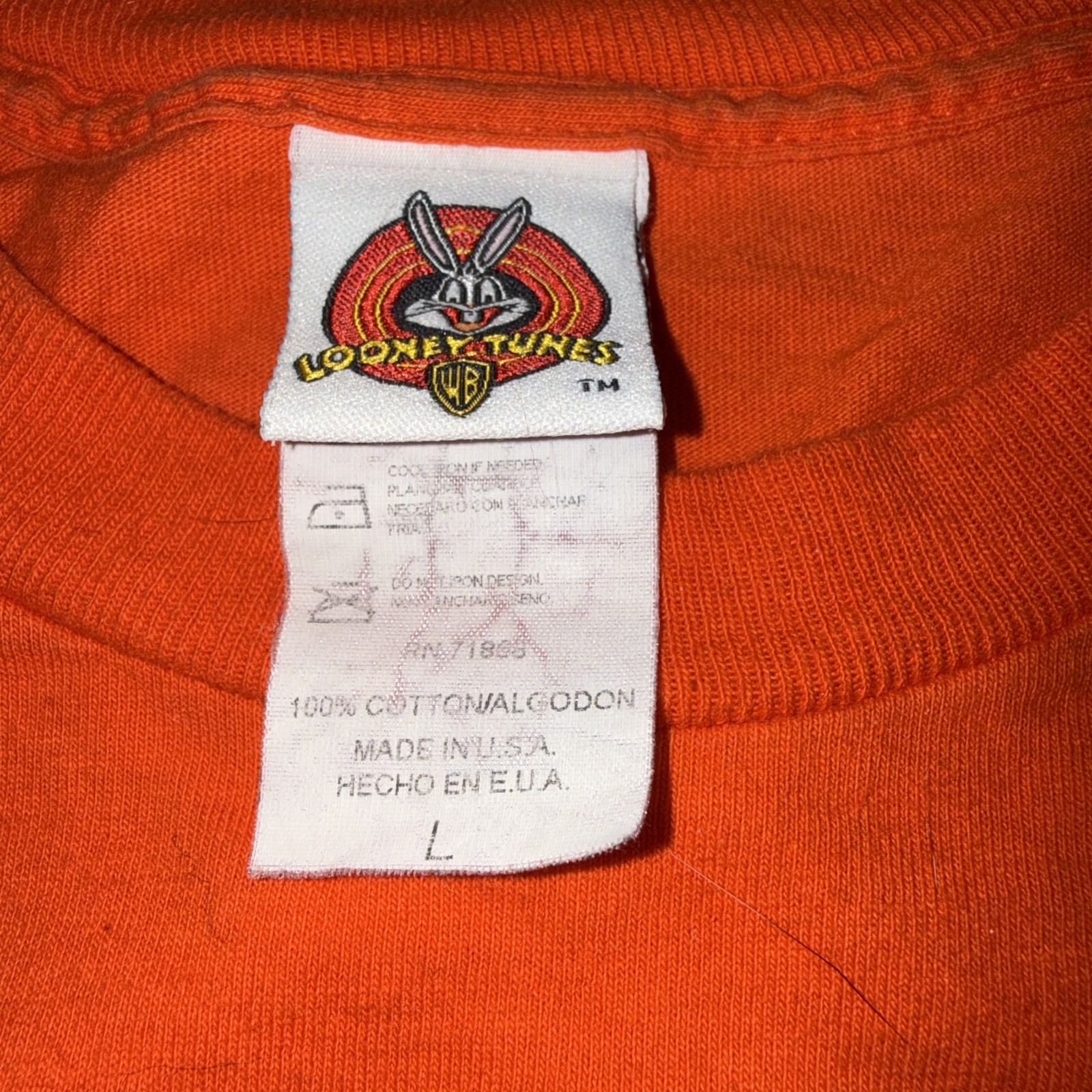 Vintage Looney Tunes Sylvester Tweety Halloween Shirt 1998 Orange Large