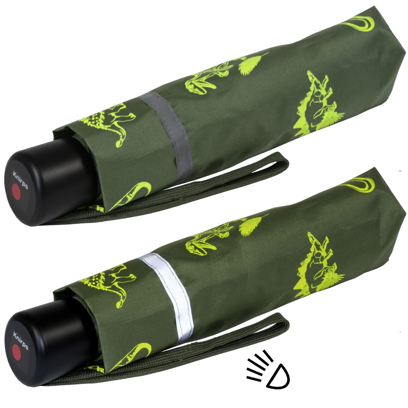 Children’s pocket umbrella 4 kids reflective with reflective trim dinos fluorescent