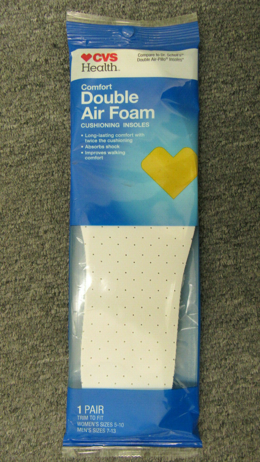 CVS Double Air Foam Cushioning Insoles Men 7-13/ Women 5-10***BUY MORE & SAVE***