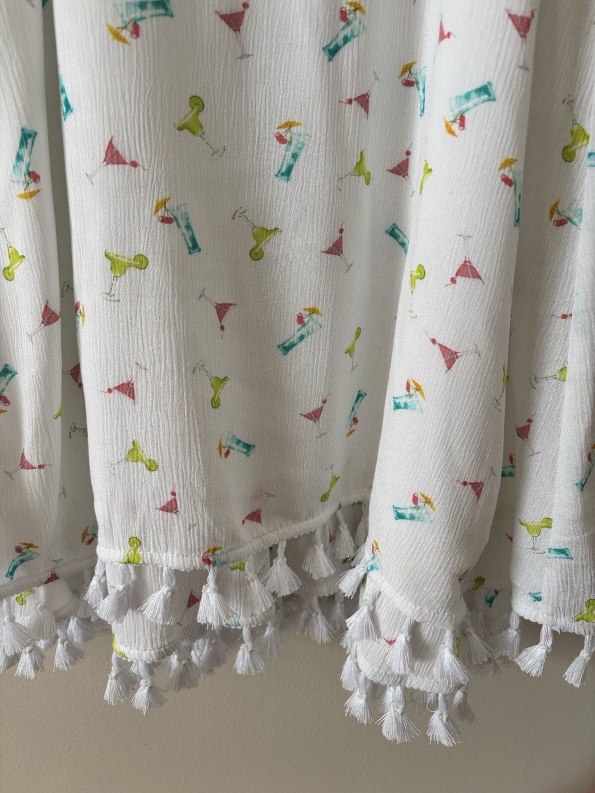 NWT Nina Leonard Womens Size Large White Sleeveless Dress Martini Drink Print