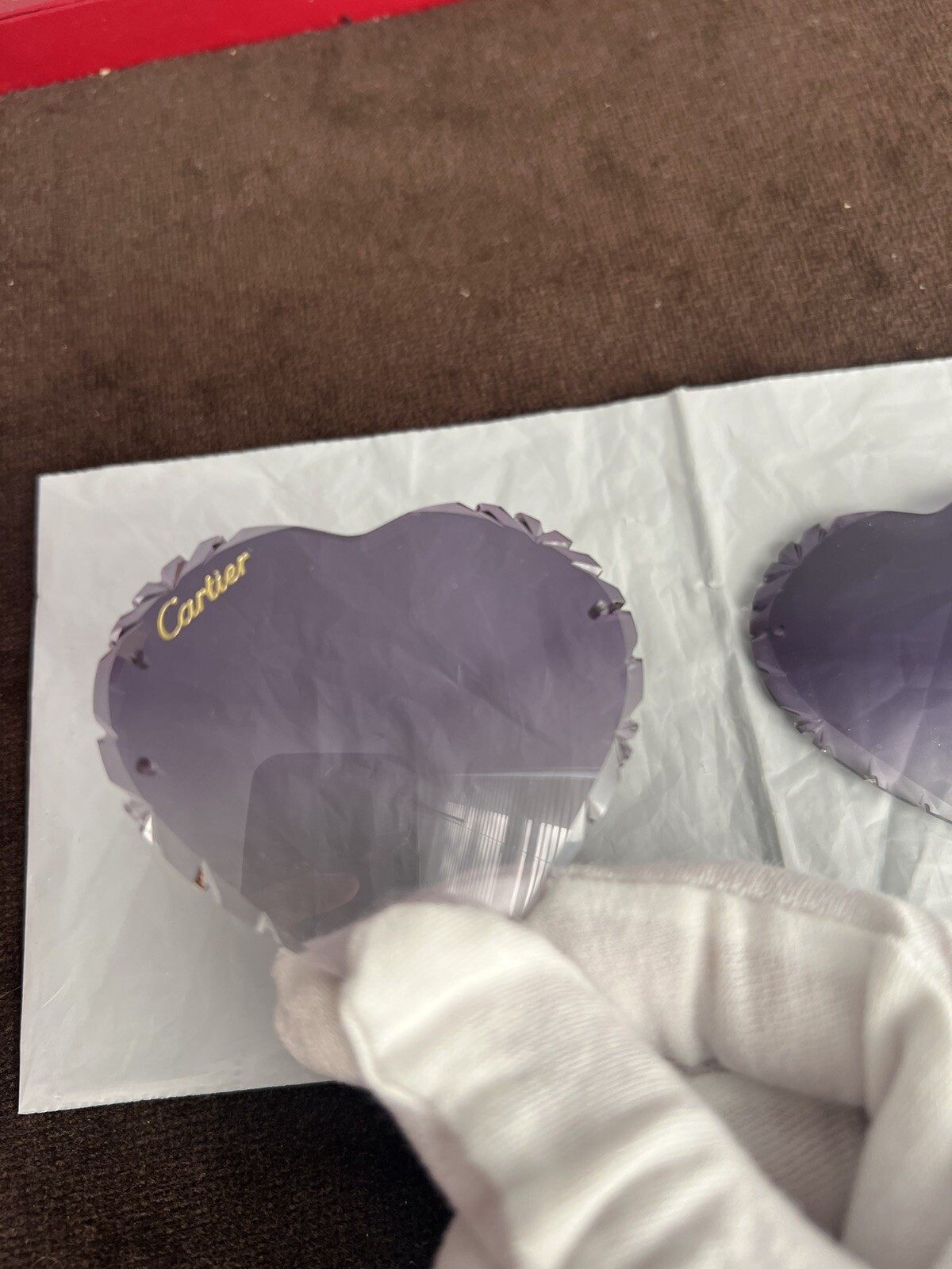 Gradient Grey Custom Diamond Cut Cartier Big c Heart Shape Style Lens Lenses