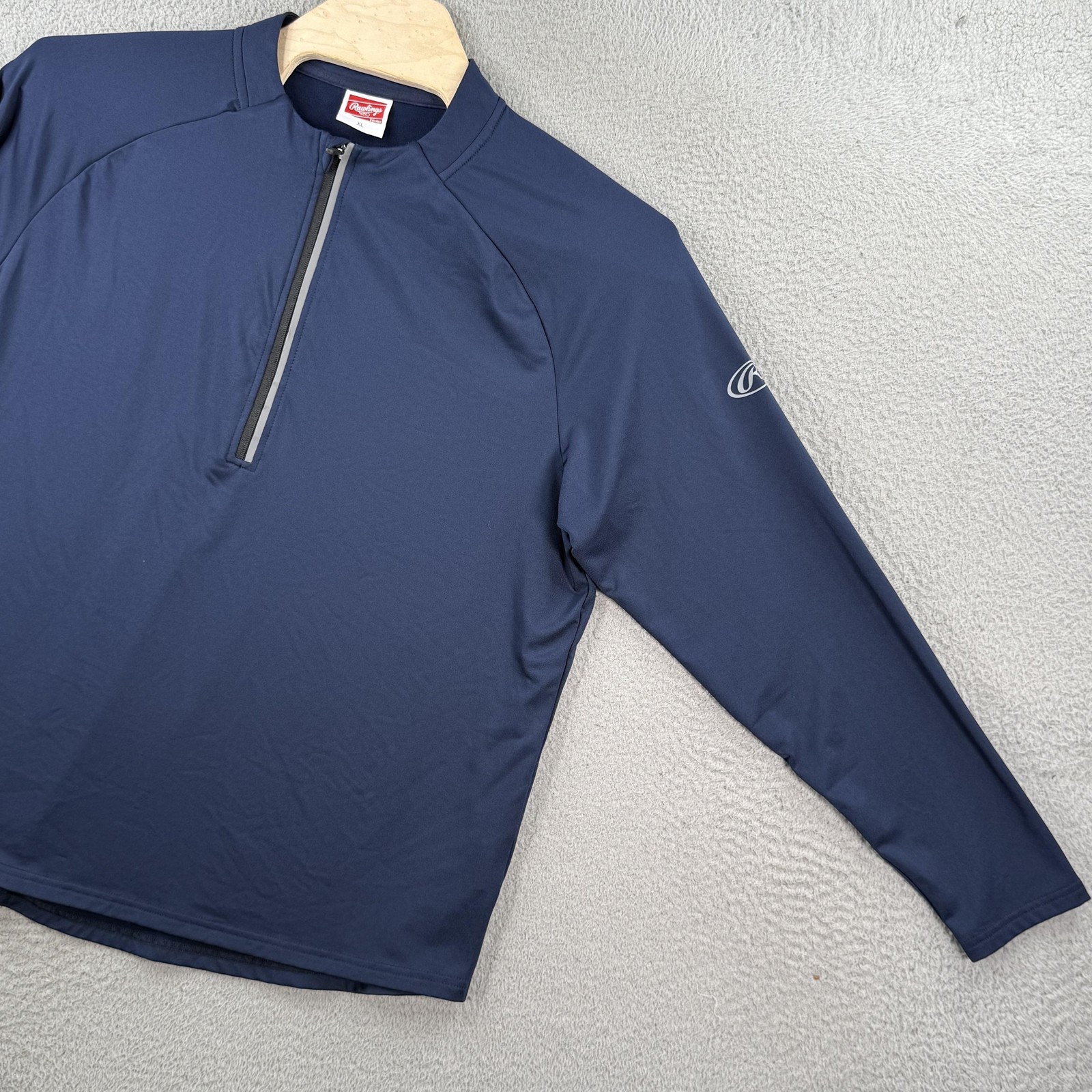 Rawlings 1/4 Zip Pullover Mens XL Blue Long Sleeve Baseball Performance Stretch