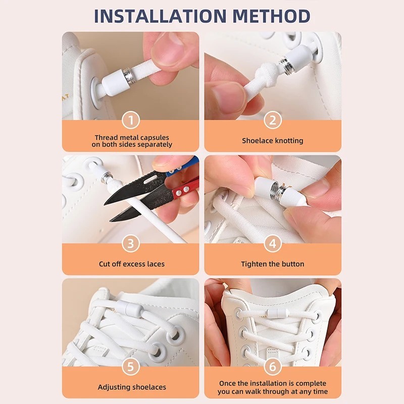 2Pcs Easy No Tie Shoelaces Elastic Silicone Flat Lazy Shoe Lace Strings Adult