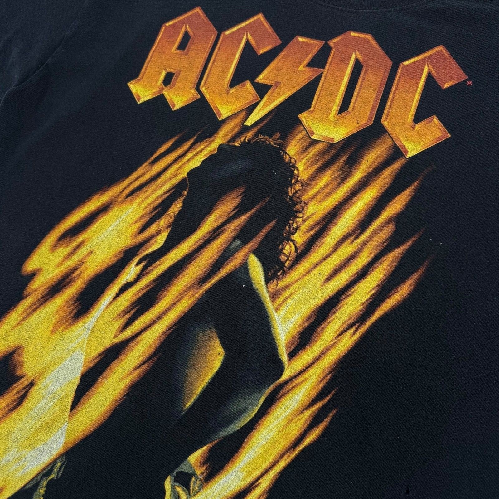 Vintage 2001 AC/DC Bonfire Promo Single Stitch Band T-Shirt Black Large USA