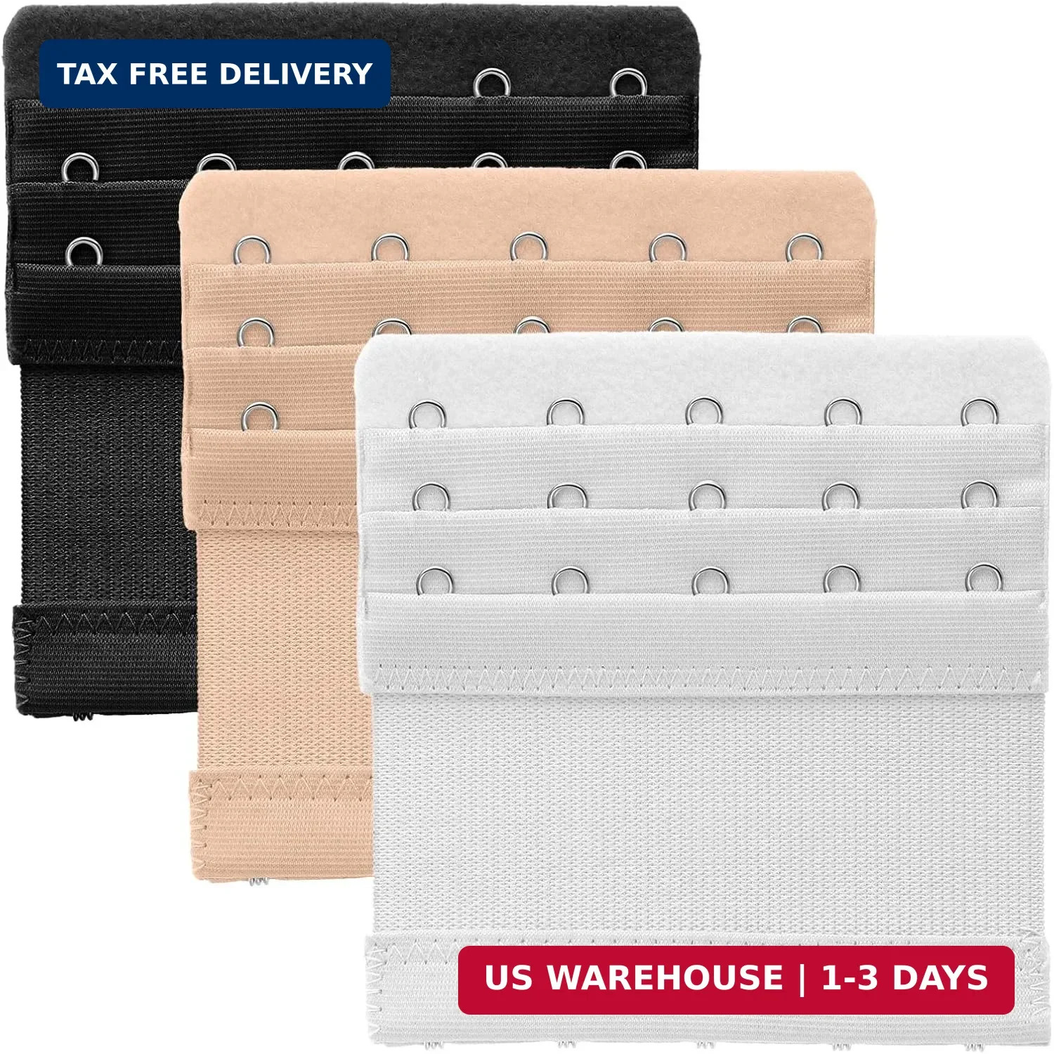 3 Pcs Women’s Bra Extenders 5 Hooks 3 Rows Women Elastic Bra Extender Bra Extend