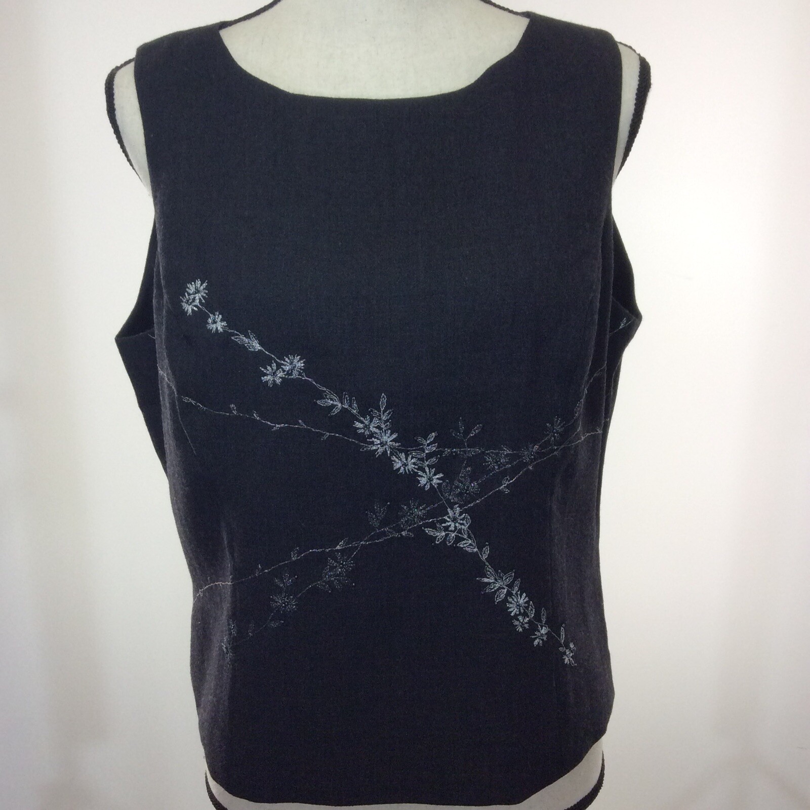 Kasper and Company ASL Womens Vest Top Size 12 Charcoal Sleeveless Side Zipper