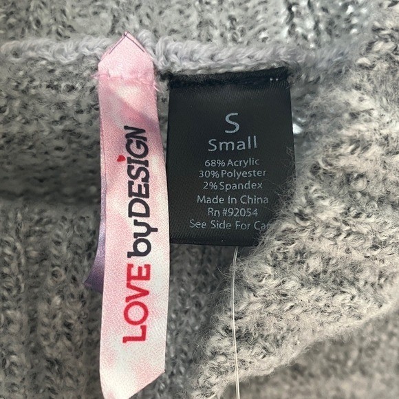 Love by Design Gray Marled Mock Neck Pocket Sweater NEW Small