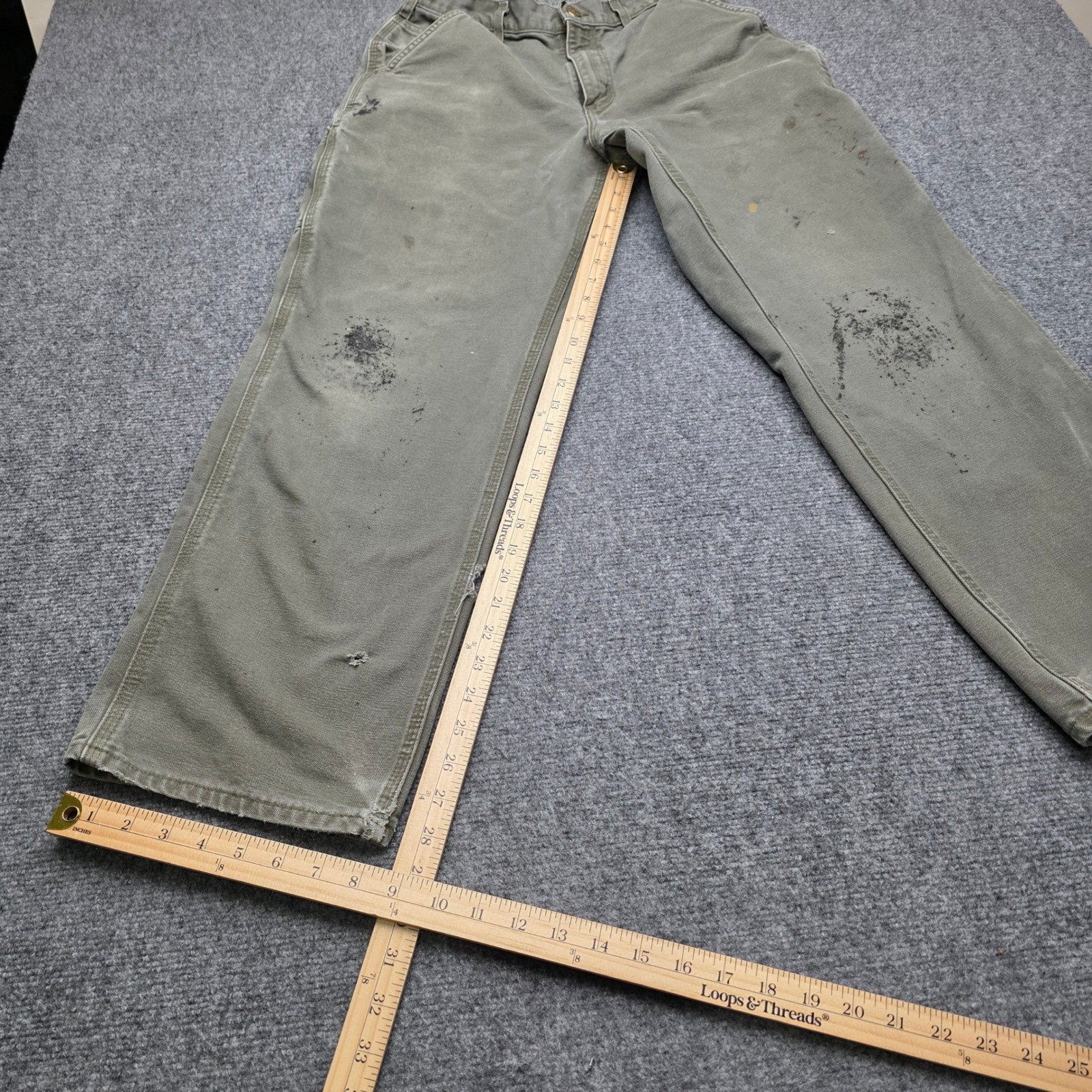 Carhartt 32X30 B11 MOS Carpenter Pants Green Canvas Duck Workwear