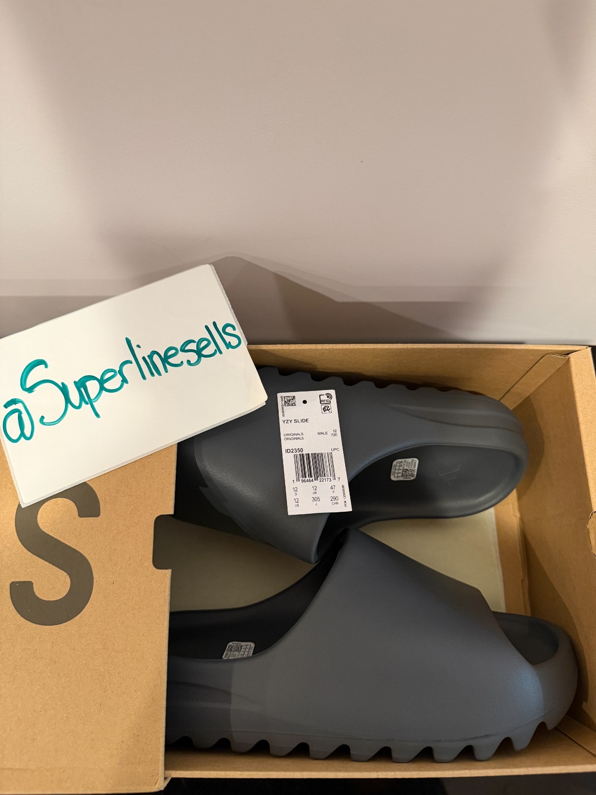 Adidas Yeezy Slide Slate Grey Size 12 (100% Authentic) ID2350