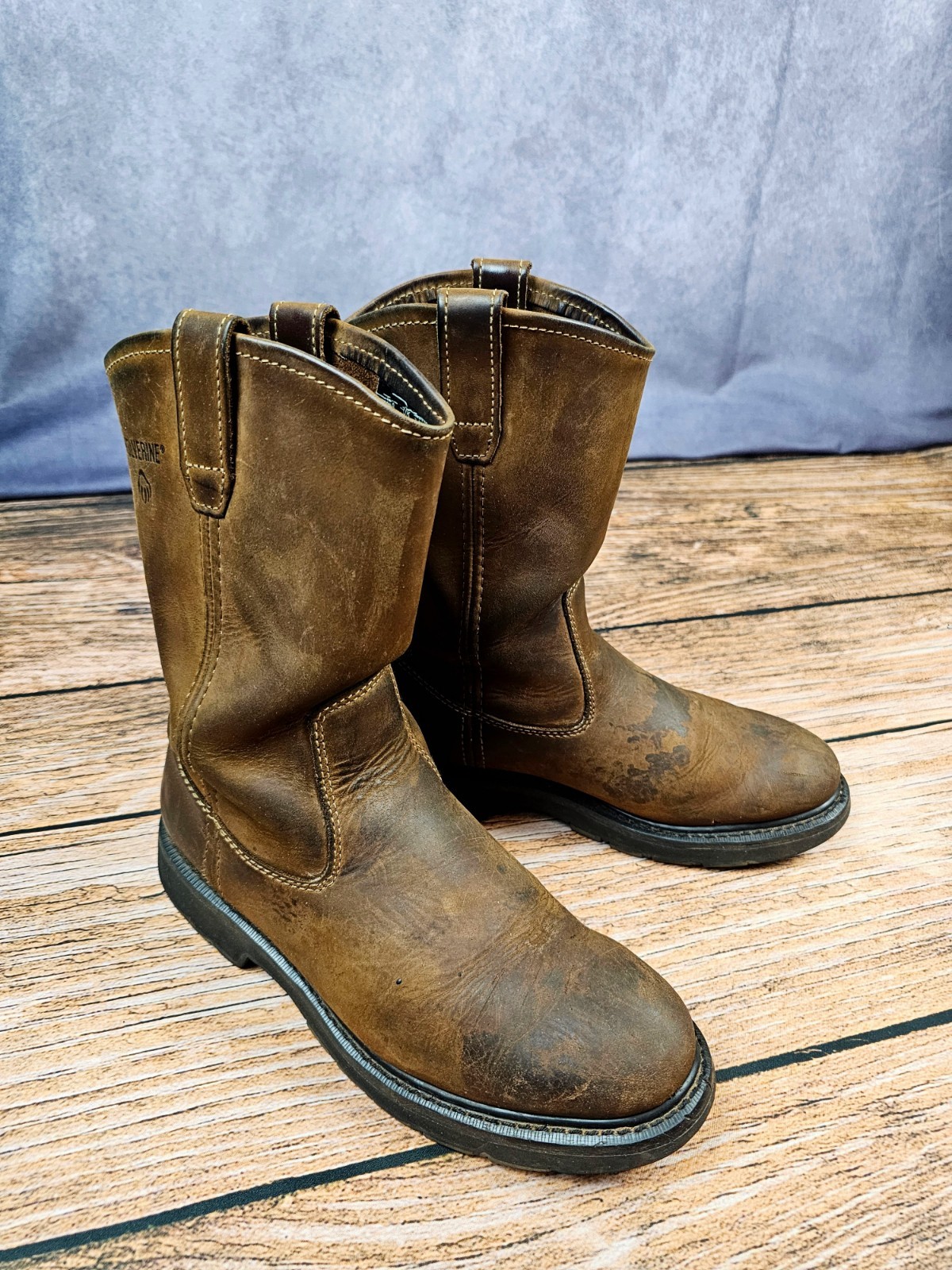 Wolverine Wellington W04727 Men 9.5 Brown Leather Mid-Calf Western Work Boots