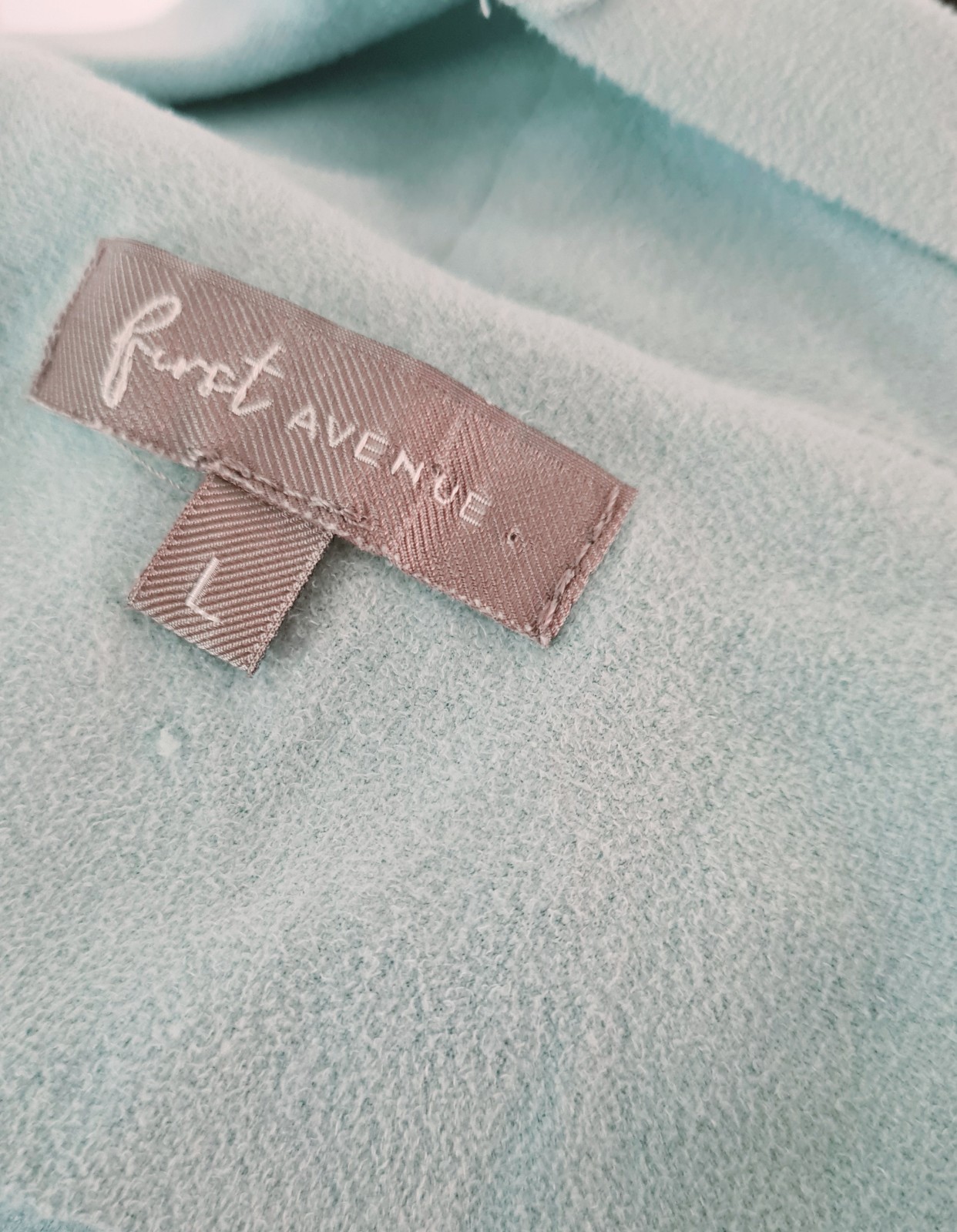 Ladies First Avenue Spearmint Blue Faux Suede Open Biker Style Jacket Size L 14