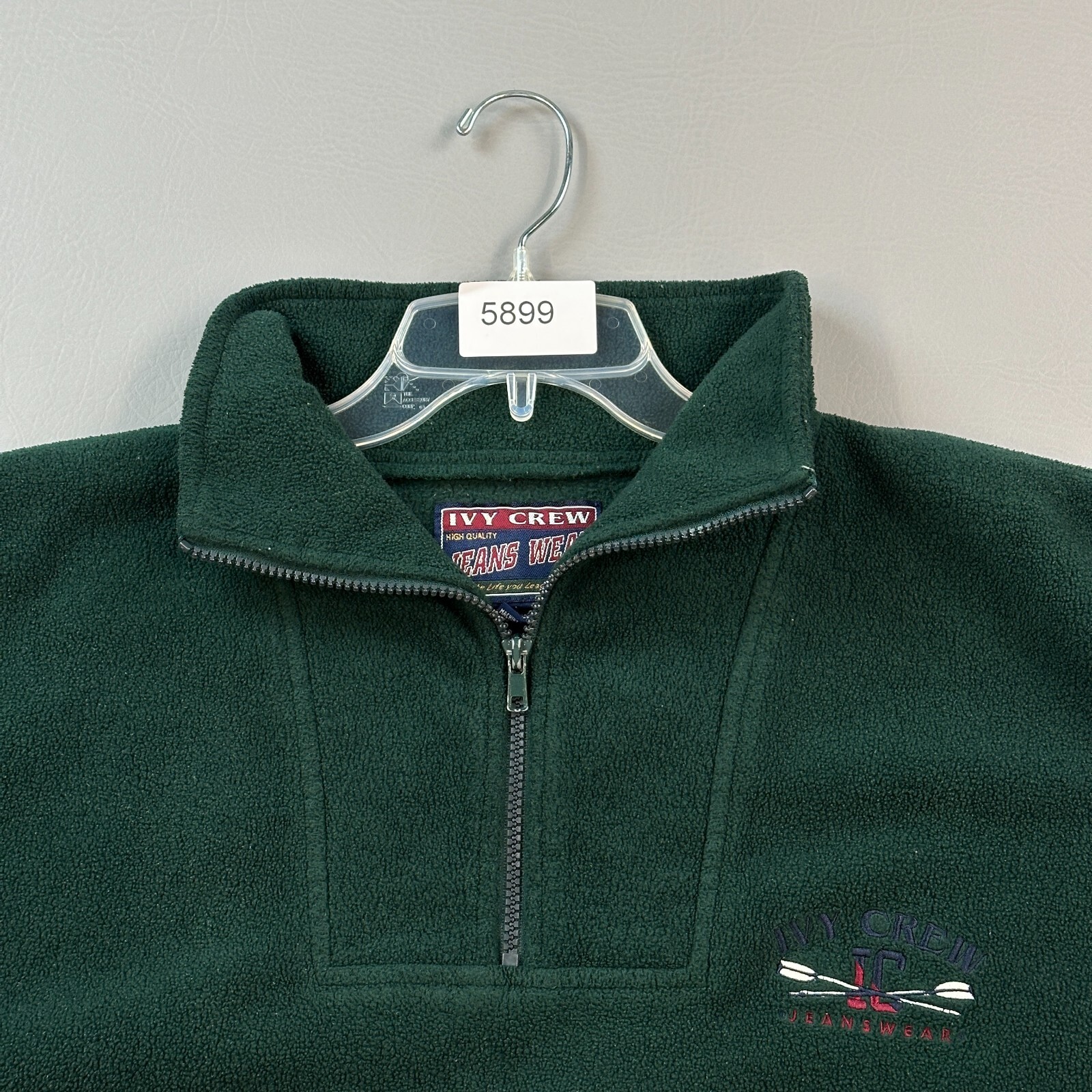 Vintage Ivy Crew Jacket Mens Large Green 1/4 Zip Fleece Hiking Outdoor 90s