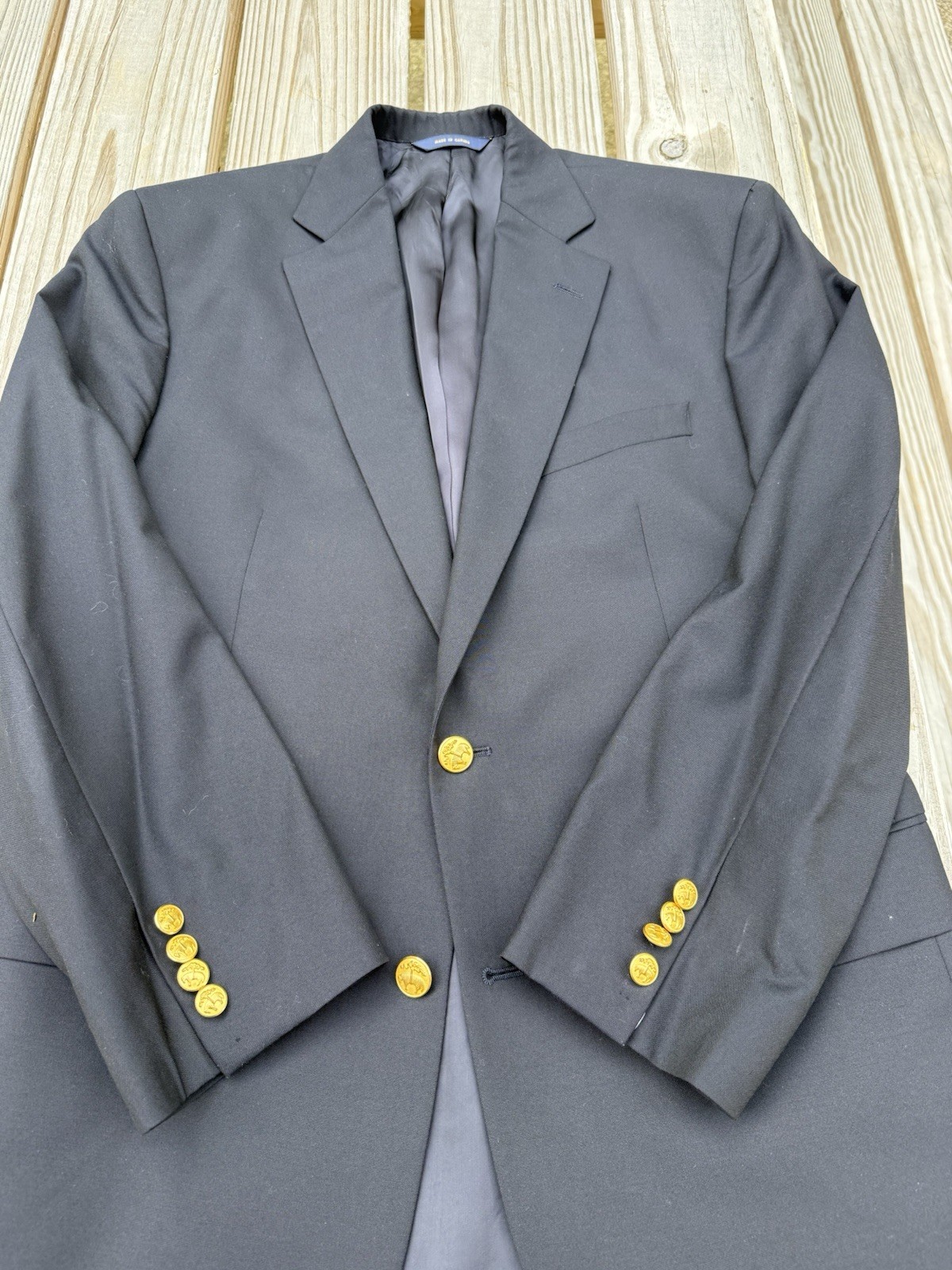 Brooks Brothers Madison Navy Blazer 40R Loro Piana Wool Brass Buttons Staple