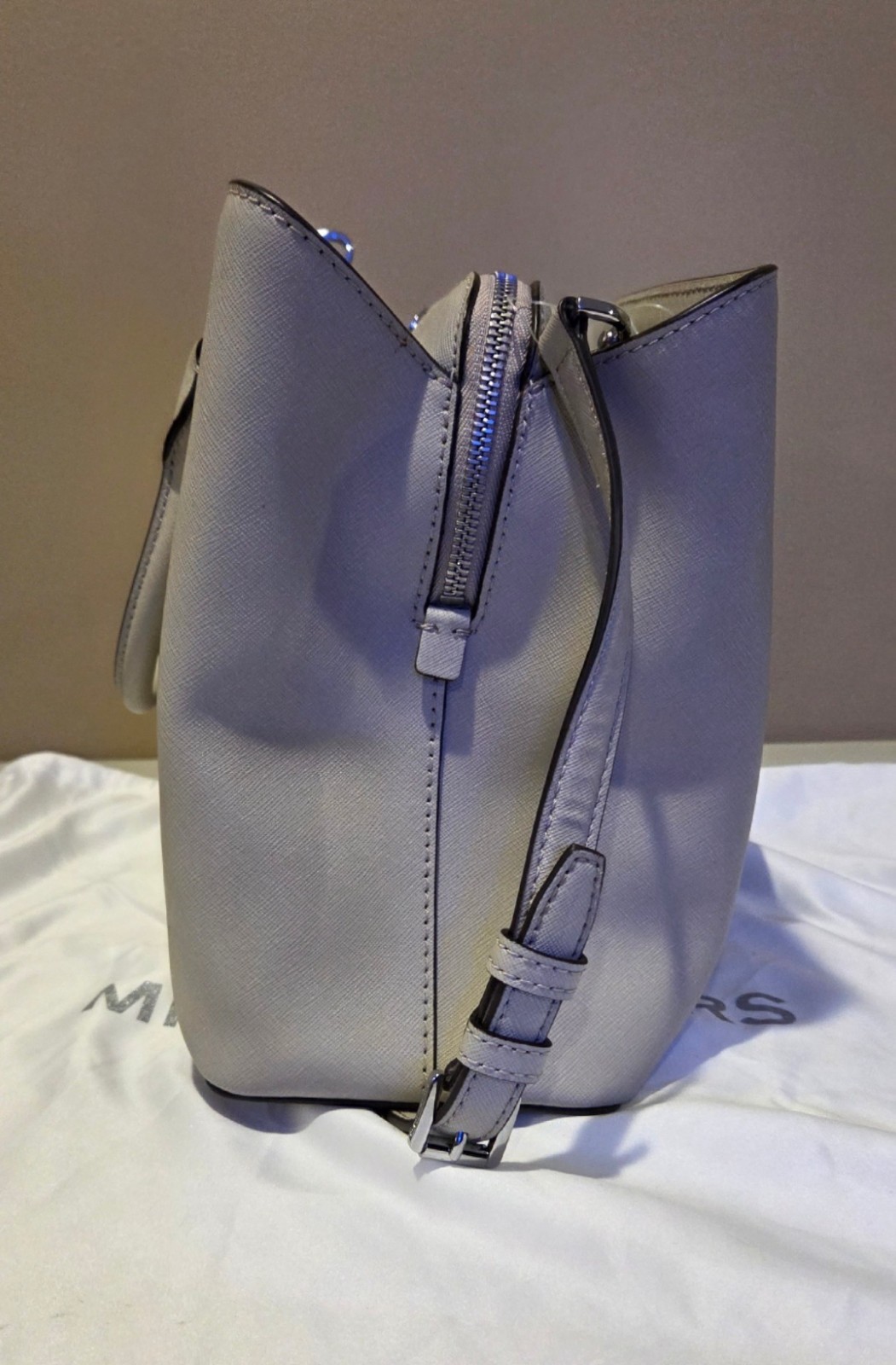 Michael Kors Savannah Large Leather Satchel-Cement color