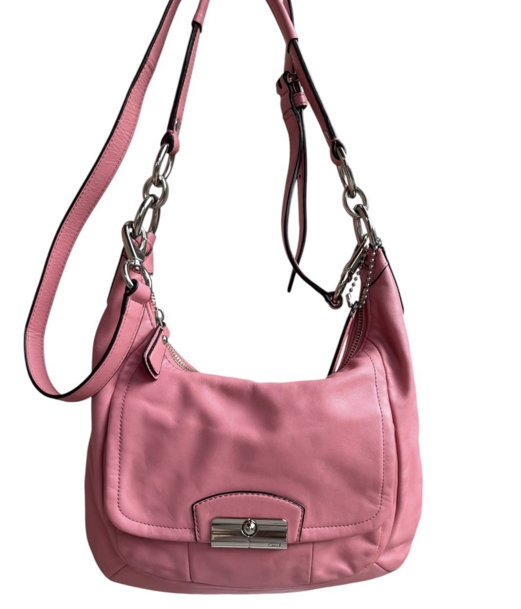 Coach Kristin Pink Leather Hobo Shoulder Bag Convertible Crossbody F22306