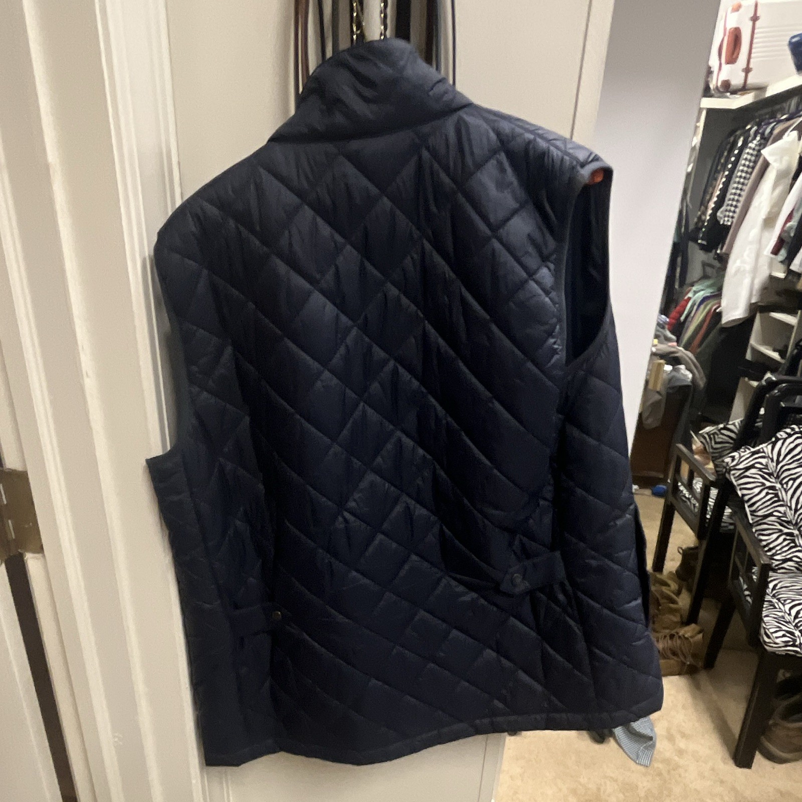Barbour Signature Collection Men’s Navy Quilted Lined Snap Vest Stand Collar S