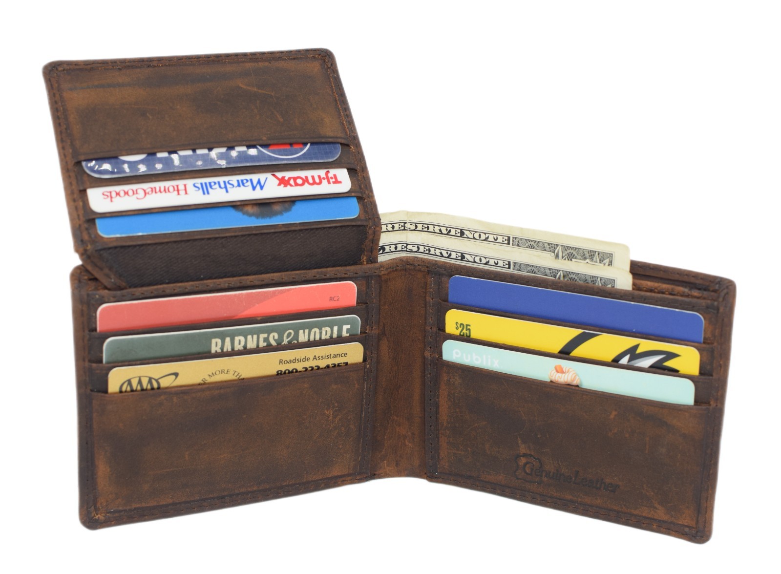 MARSHAL RFID Blocking Cross Vintage Leather Bifold Wallet for Men