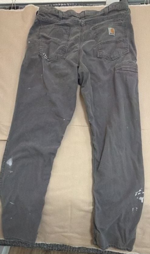 Carhartt Relaxed Fit Pants 36×34 Black Gray Distressed Paint Splatter Workwear