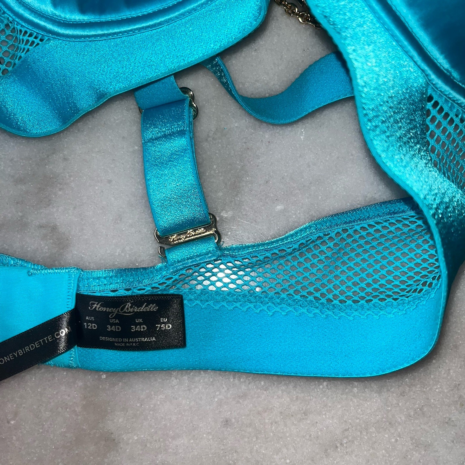 Honey Birdette Jasmin Turquoise Bra Size 12c/34c/34c/75c