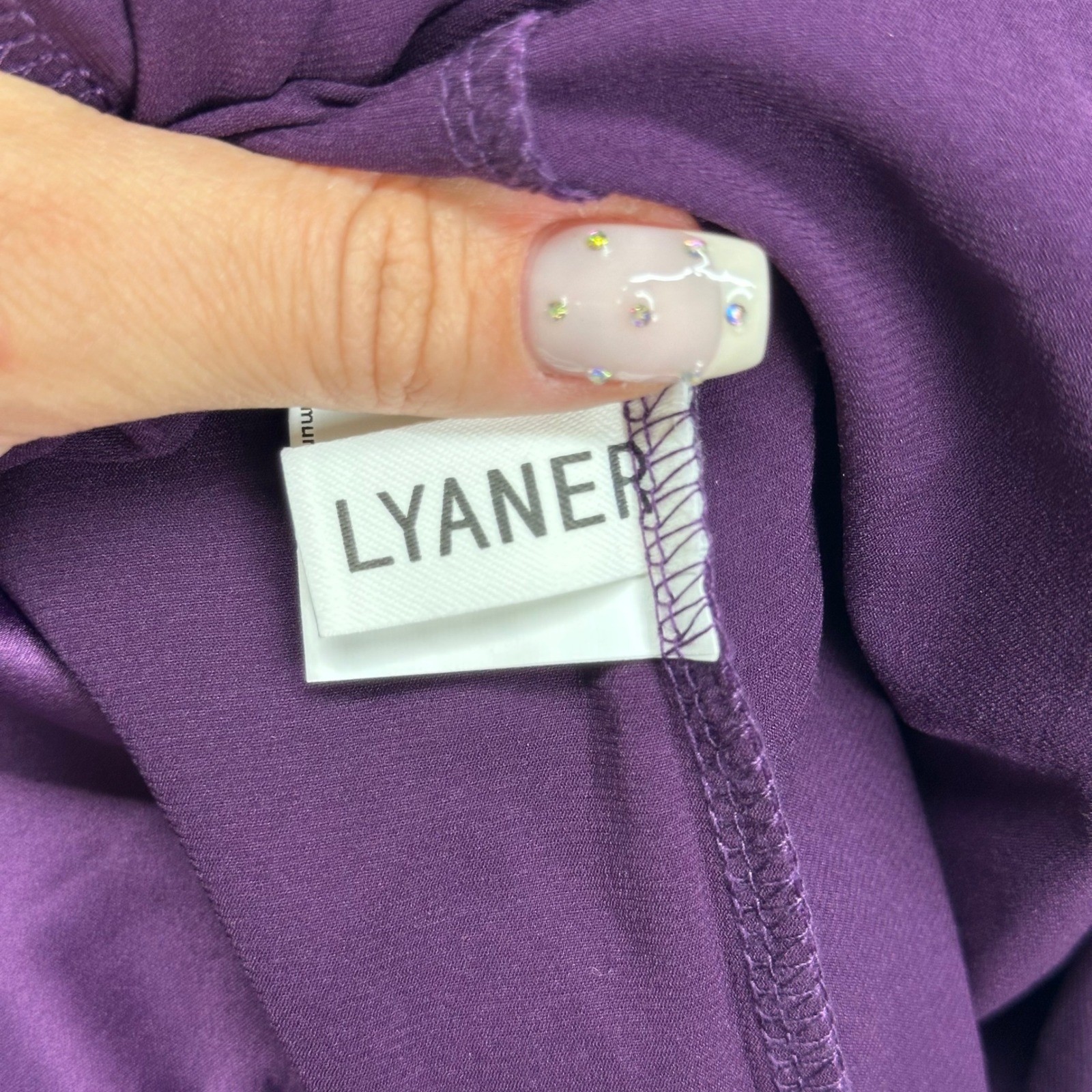 Lyaner Womens Purple Strapless Satin Cowl Back Mini Dress Size Medium