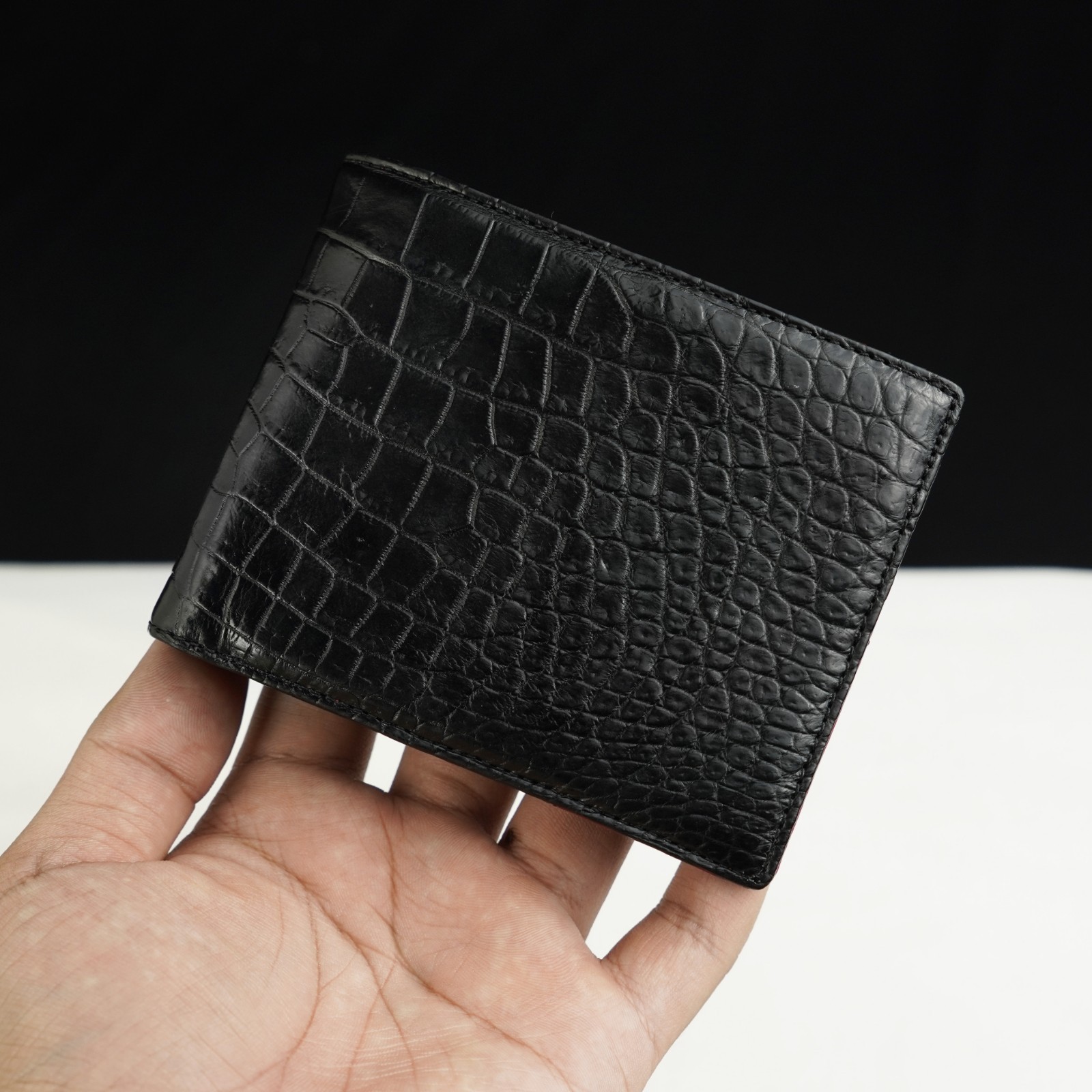 Luxury Crocodile Ostrich Leather Bifold Wallet For Men Real Exotic Skin Handmade