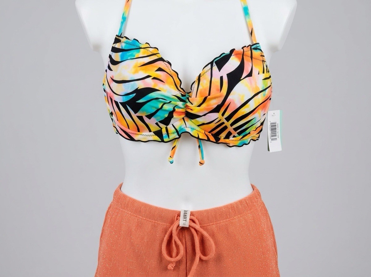 NWT 3 Pieces Sundazed PARADISE PALM Top Sz 36D Zmart Bottom Salt & Cove Shorts