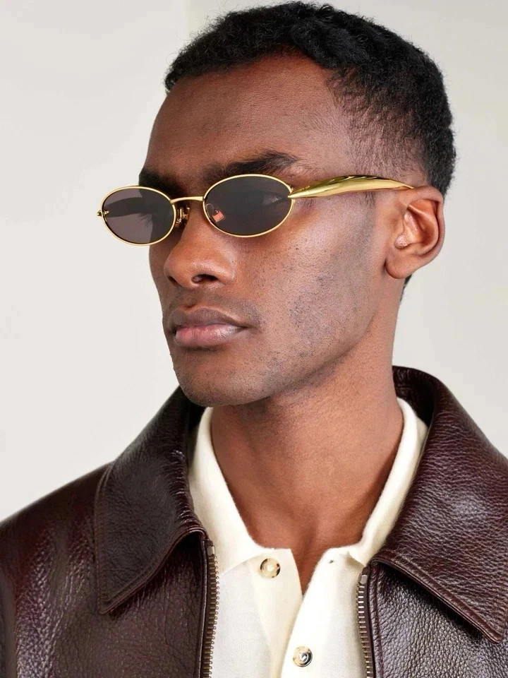 Bottega Veneta BV1386S 001 Gold Dark Grey Sardine Sunglasses 57-21-135
