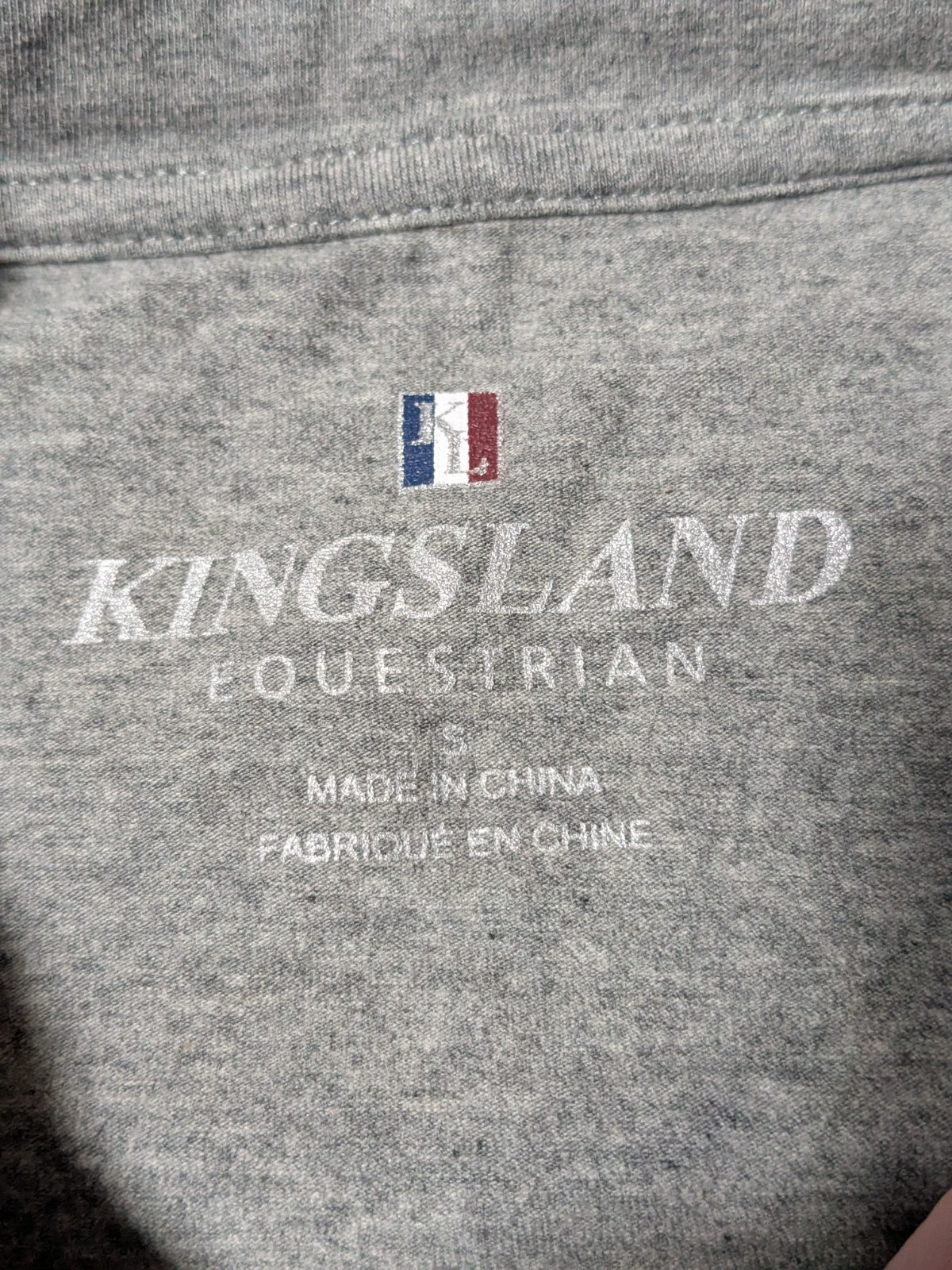 KINGSLAND ESQUESTRIAN Men Small Gray Stretch Blend Logo T-Shirt