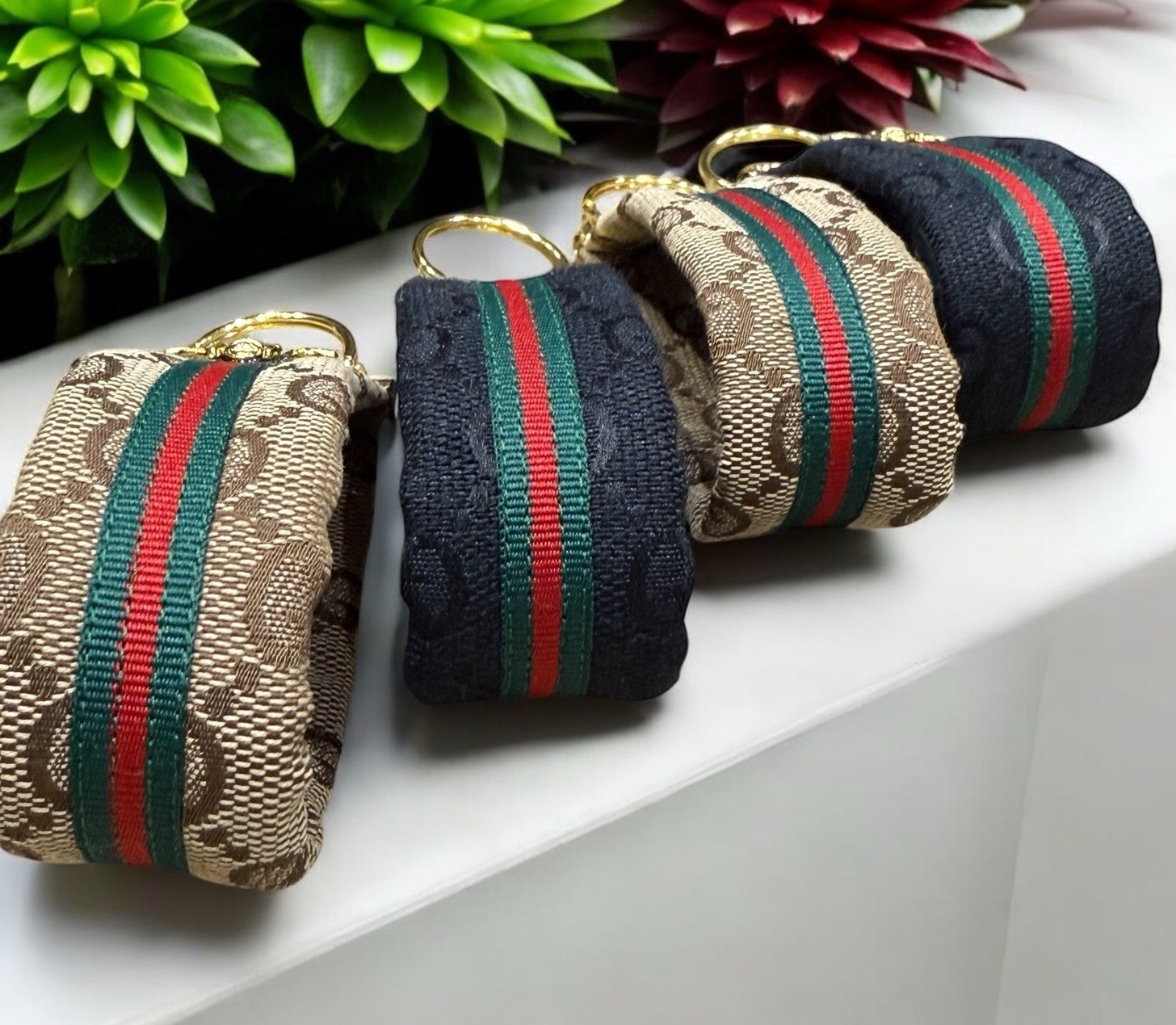 GUCCI KEY FOB WRISTLET Keychain With Gold Hardware With Or Without Gold Bee