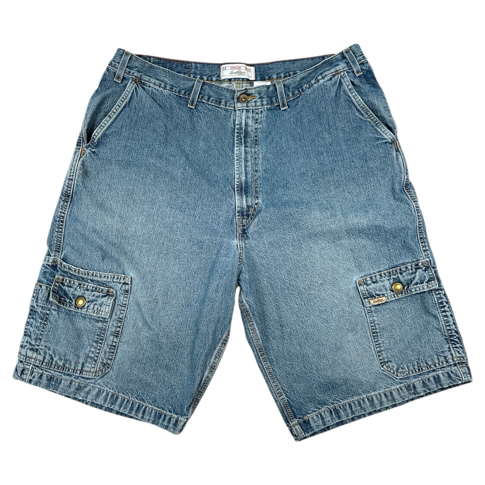 Vintage Y2K Levis Cargo Shorts Baggy Denim Mens 40 Relaxed Hip Hop Grunge 90s