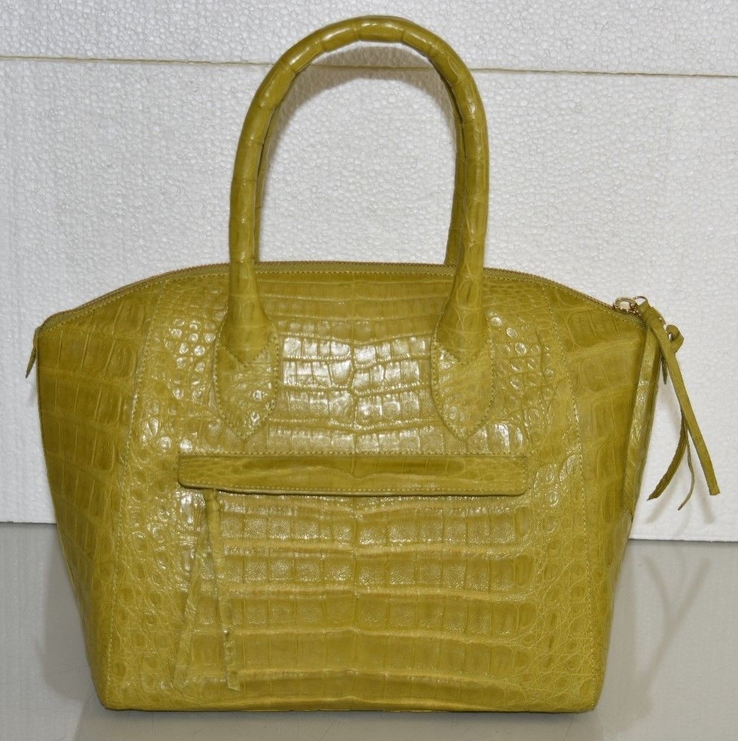 $3600 NEW Nancy Gonzalez MATTE CROCODILE Dome Satchel Bag PEA Green Handbag Tote