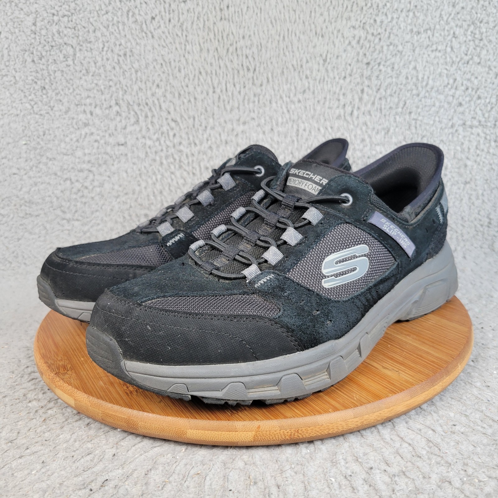 Skechers Hands Free Slip-ins Relaxed Fit: Oak Canyon Black/Charcoal 11 X-Wide