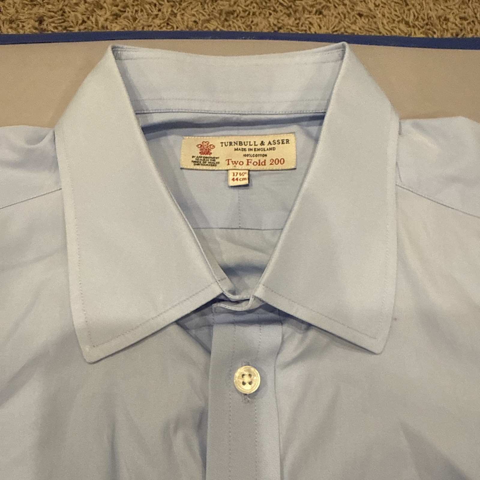Turnbull & Asser Dress Shirt Men 44/17.5 XXL Light Blue French Cuff Two Fold 200