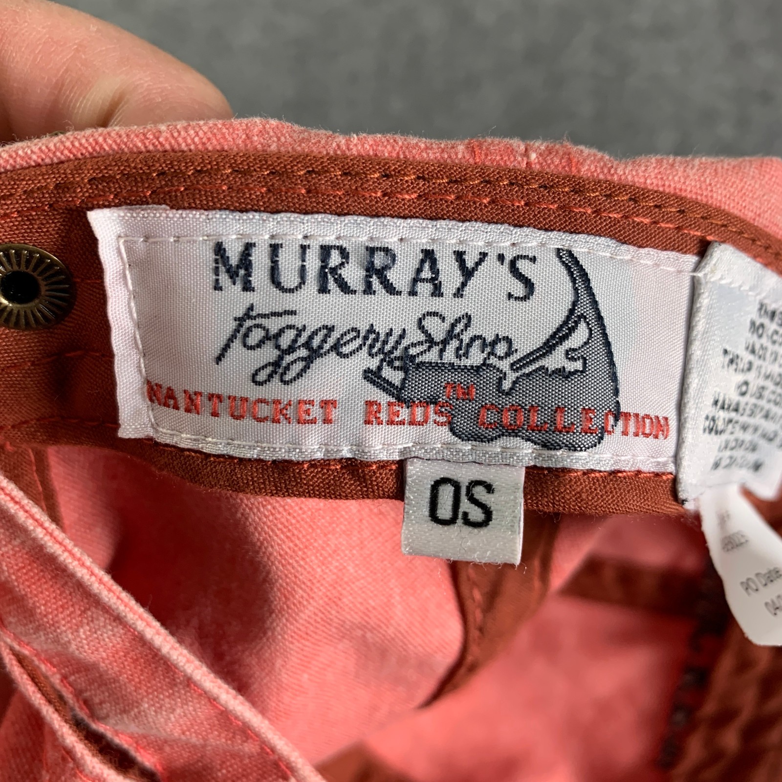 Murrays Toggery Shop Hat Men One Size Red Nantuckit Cotton Classy Preppy Strap