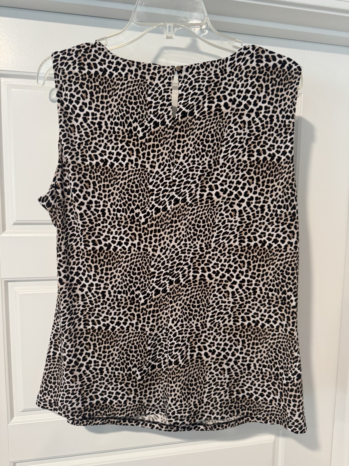 Calvin Klein XL Black/White Leopard Print Pleated Sleeveless Blouse