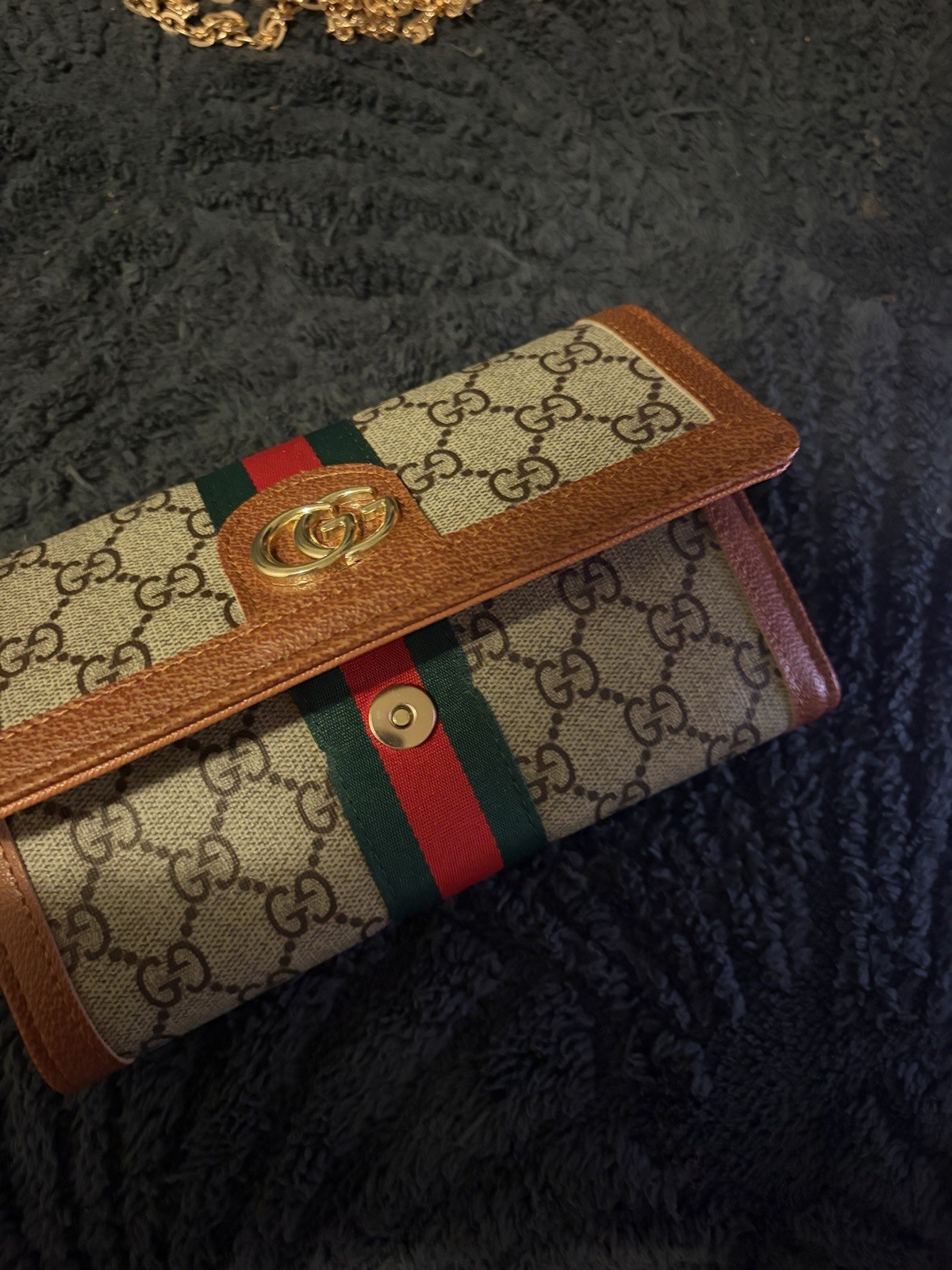 GG Monogram Wallet Crossbody with Gold Chain Used Once Or Twice Excellent Cond
