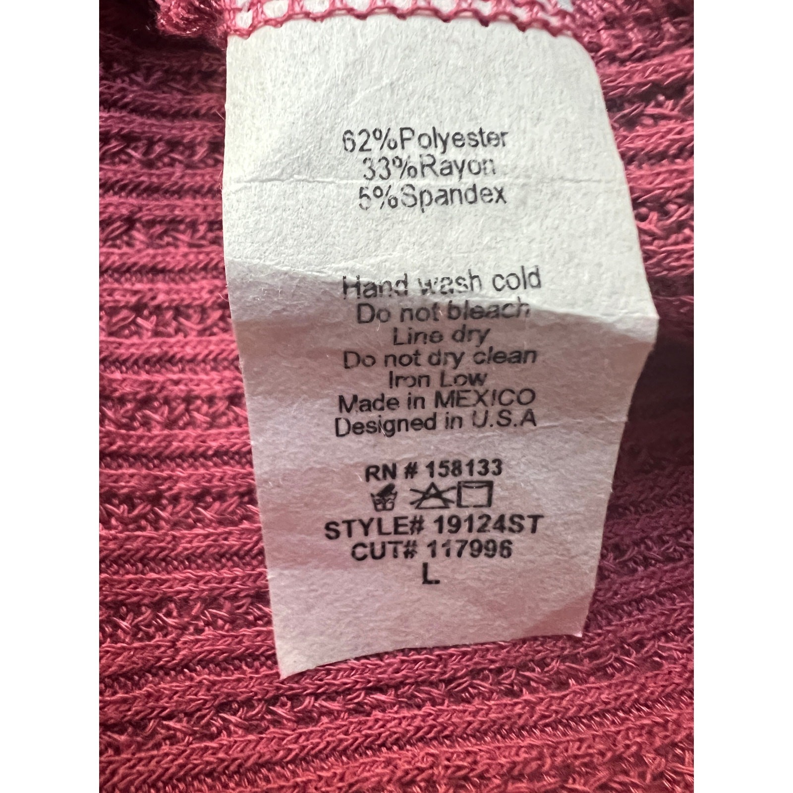 Pink Clover Top Womens Large Long Sleeve Mock Neck Ribbed Stitch Fix Mauve NEW