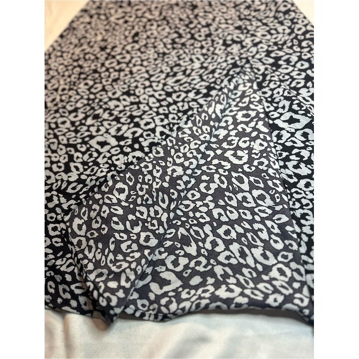Black & White Leopard-Print A-Line Skirt