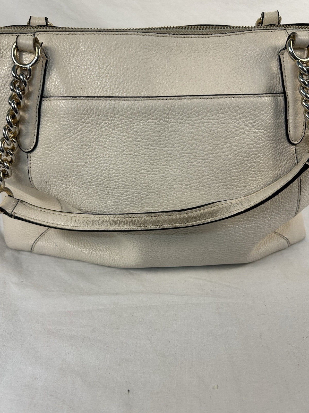 Coach F29007 Ava Chain Tote In Ivory Crossgrain Leather
