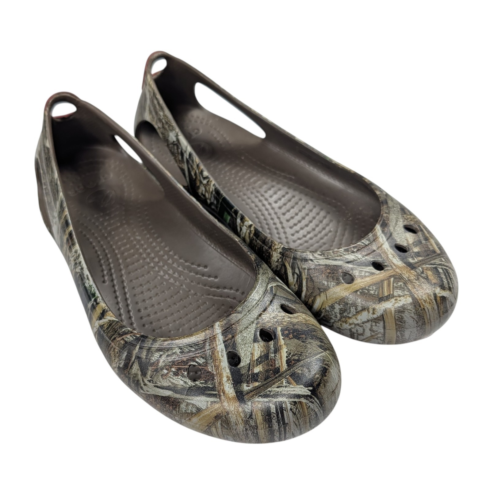 Crocs Kadee Realtree Ballet Flats Women Size 8 Green Brown Camo Slip On Shoes