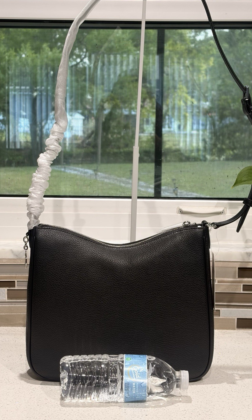 MICHAEL KORS NAYLA MEDIUM ZIP MESSENGER CROSSBODY BAG SHOULDER MK BLACK SILVER