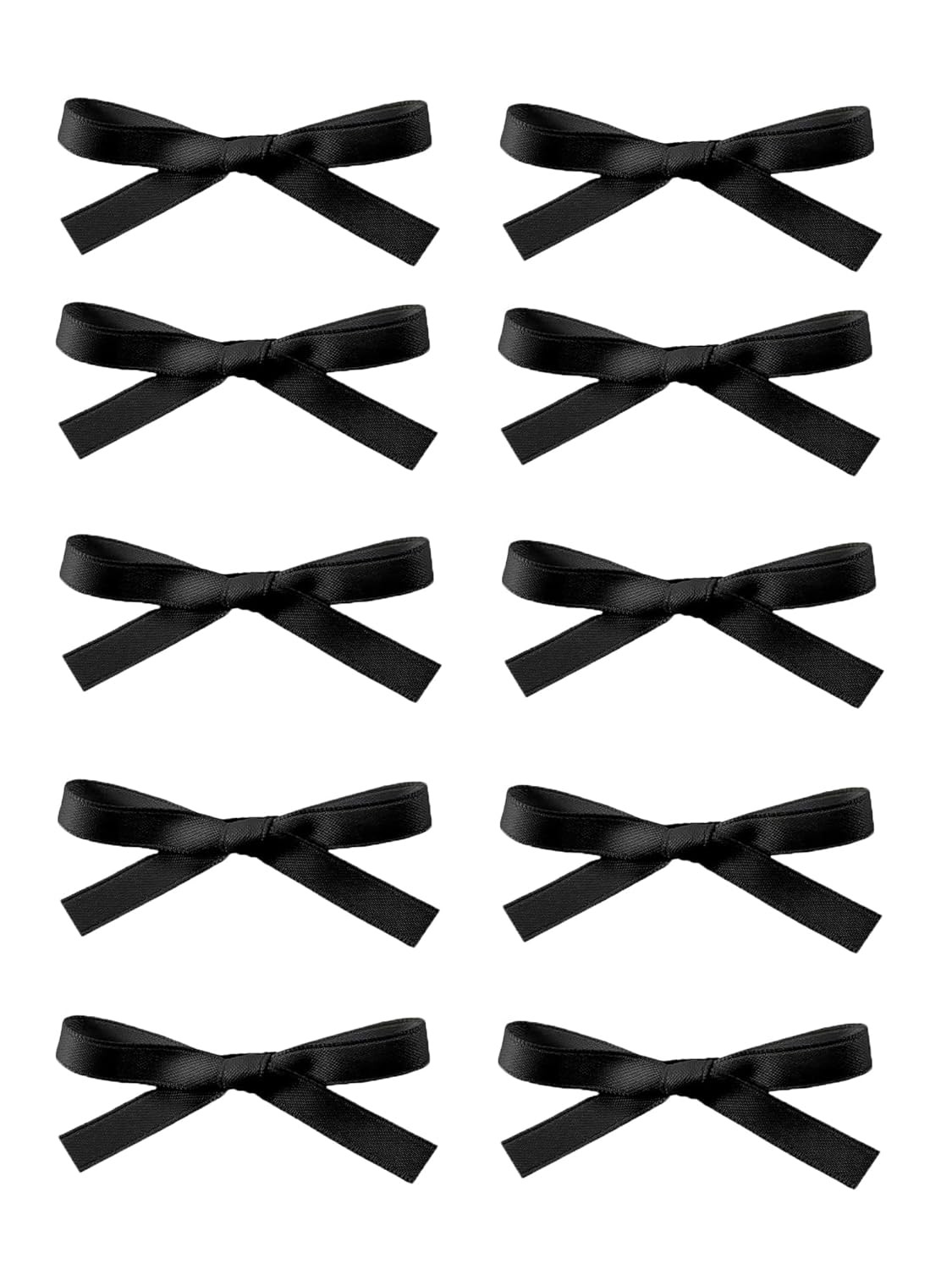 Hair Clip, 10PCS Black 10mm Double-Sided Satin Ribbon Hair Bows & Clips for Wome