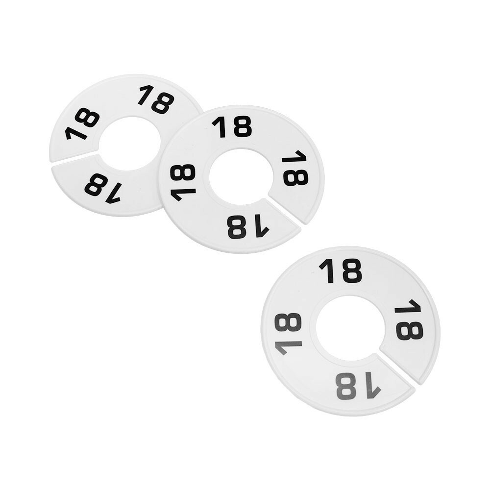 10 PCS WHITE 3-1/2″ Round Plastic SIZE 18 Dividers Hangers Retail Clothing Rack