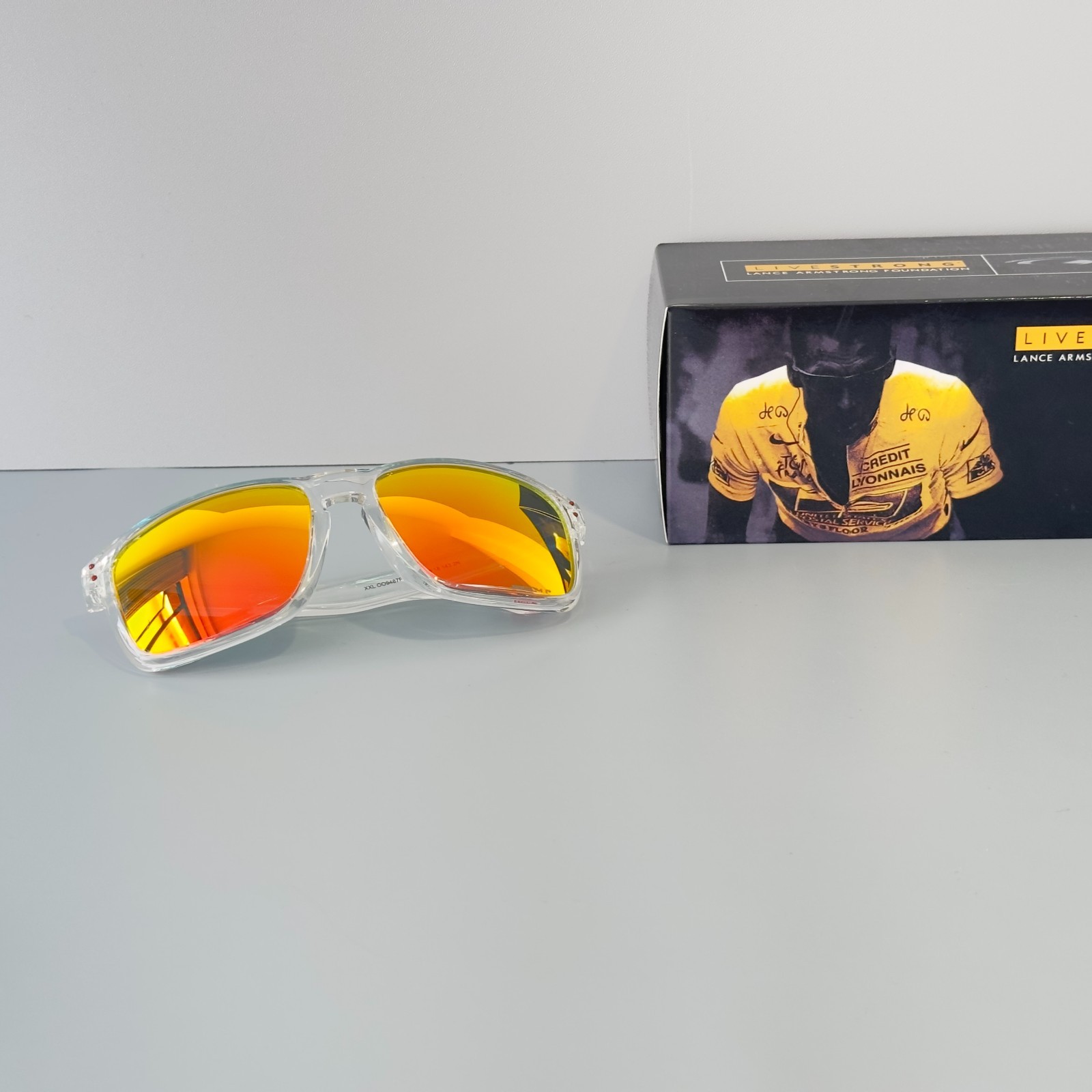 Oakley Holbrook XXL OO9487 Sunglasses Crystal Clear Frame Red Lenses Unisex