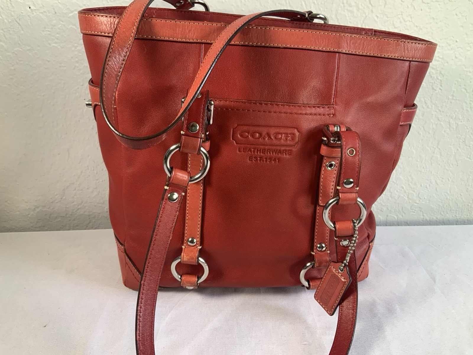Coach Vintage 2008 Gallery Tote Bag Red Leather Shoulder Purse F11524 Y2K