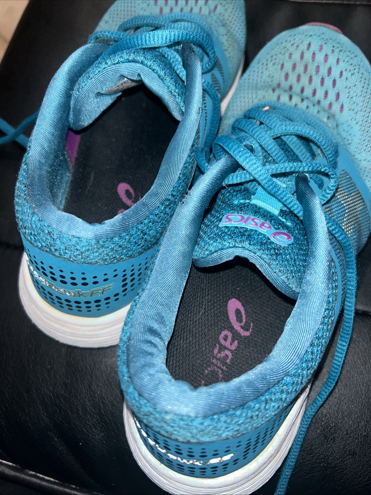 Asics Shoes Road Hawk Ff Running Sneakers Blue Lace Up Low Top T7D7N Womens 8