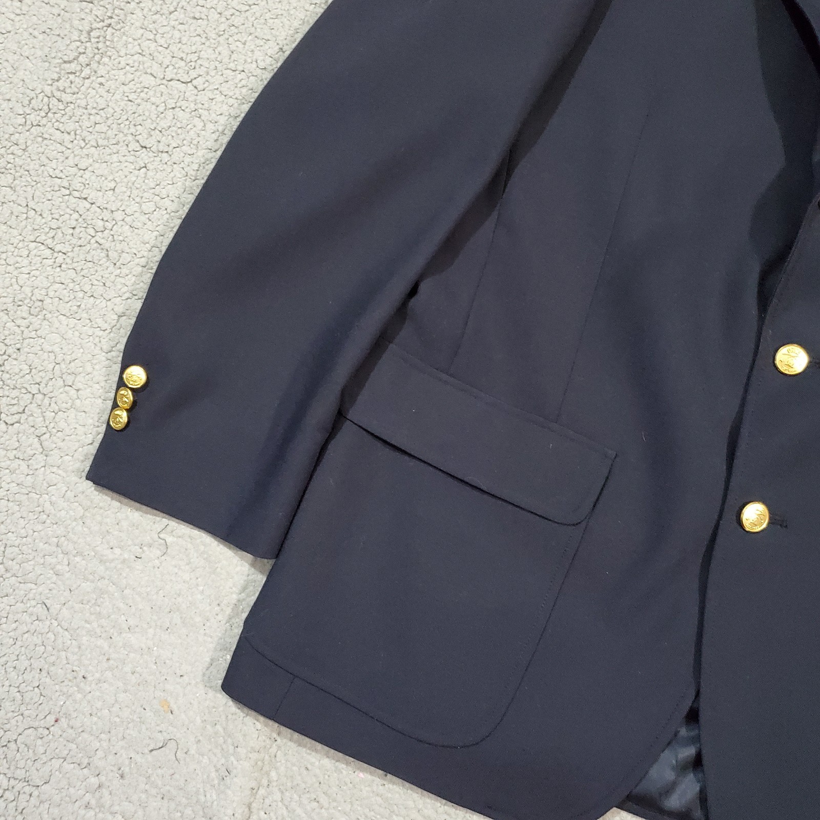 Orvis Blazer Sport Coat Jacket Mens 42R Blue Gold Buttons Worsted Wool Traveler