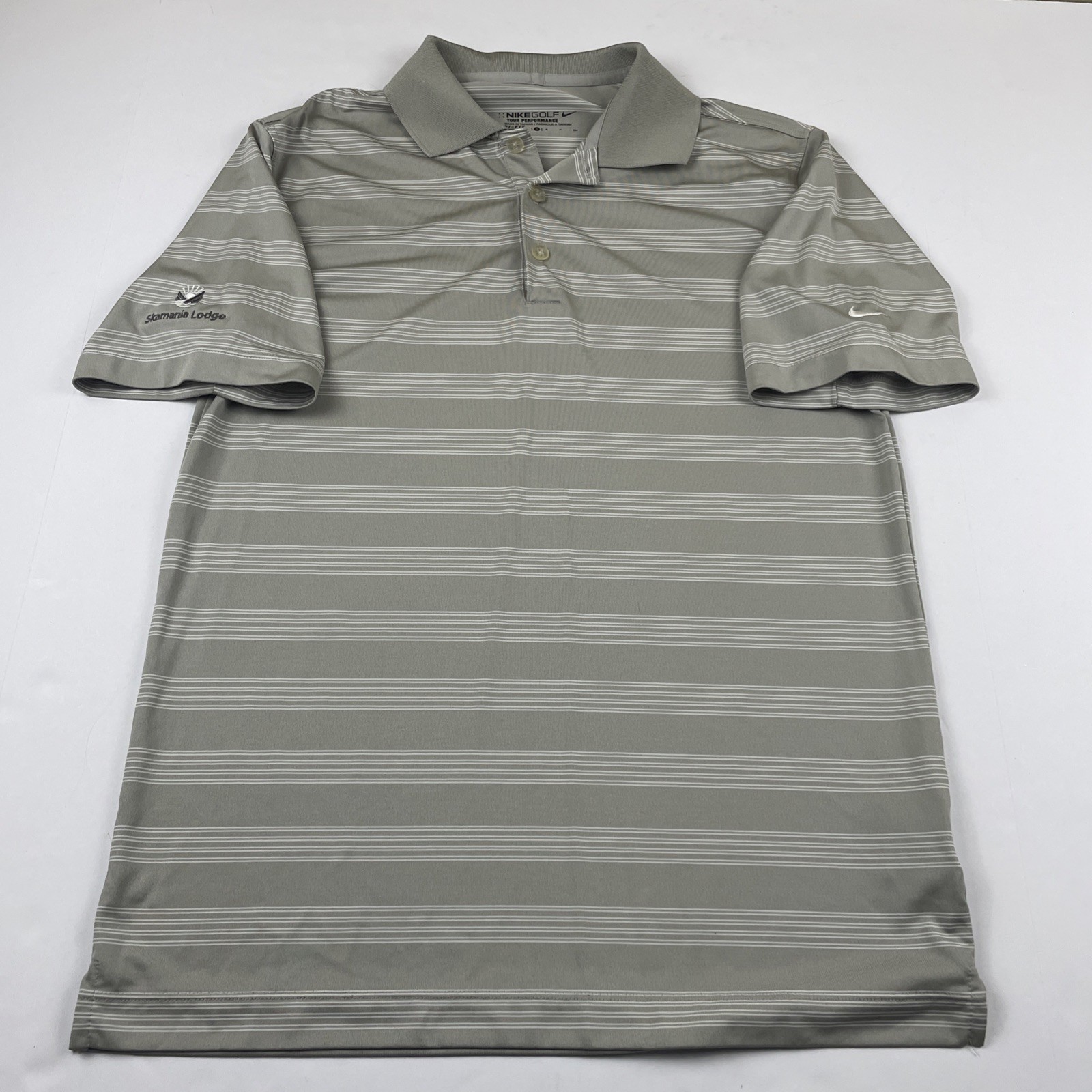Nike Golf Tour Performance Polo Shirt Men’s S Dri-FIT Striped Gray Sponsored
