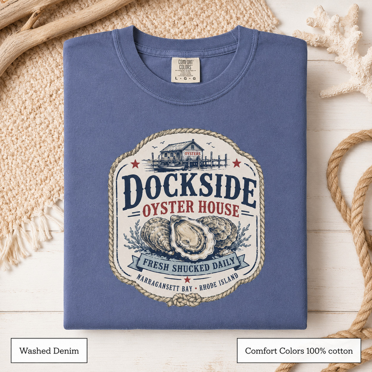 Dockside Oyster House Shirt, Coastal Comfort Colors Rhode Island Tee